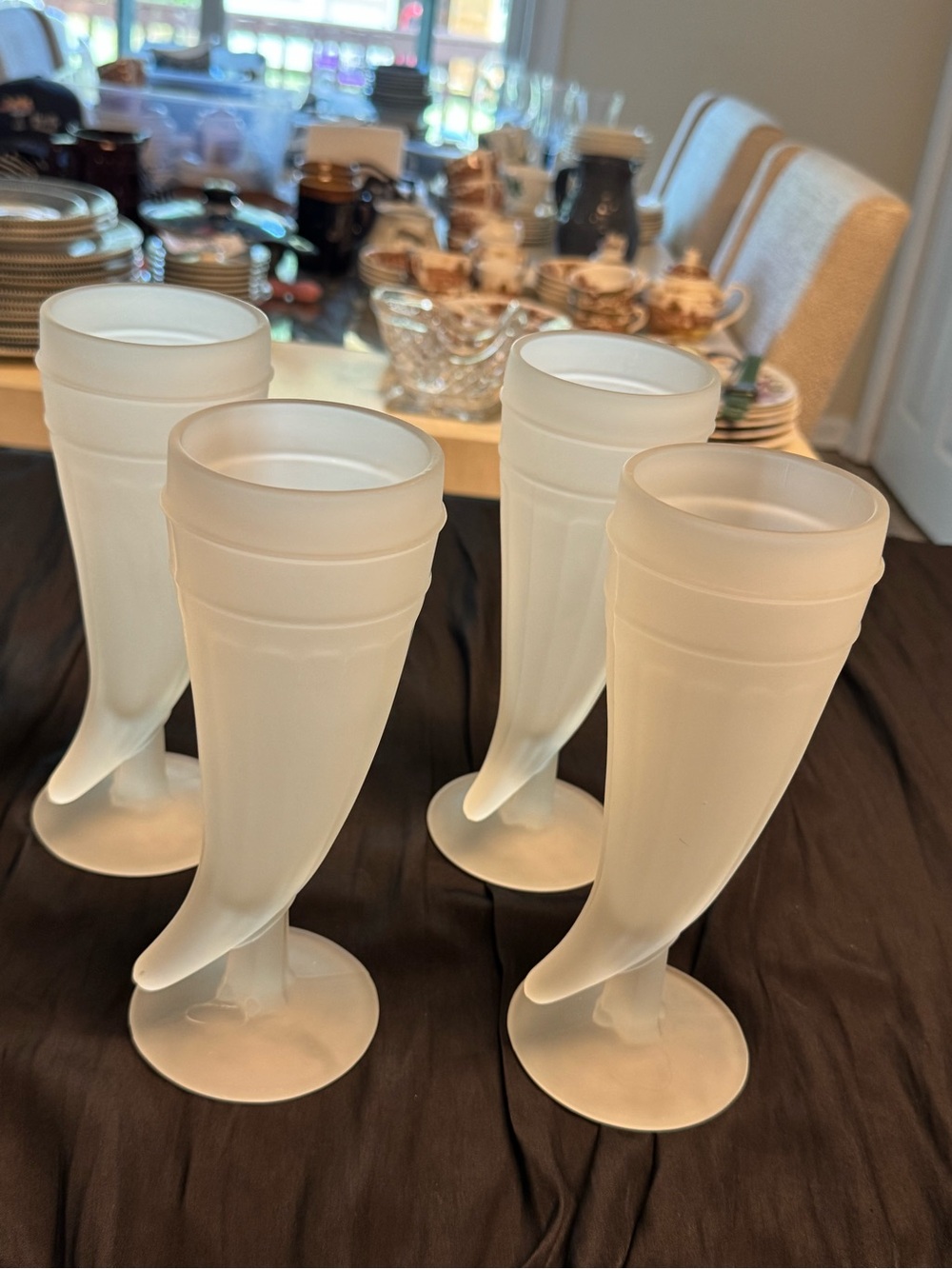 Indiana Glass Milk-White Horn Champagne Flutes - Set of 4